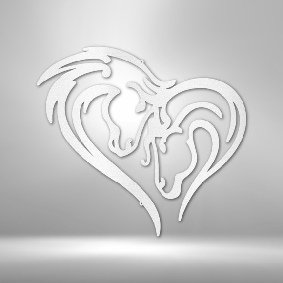 Horse Heart Love Steel Sign Laser Cut Powder Coated Home & Office Metal Wall Dec